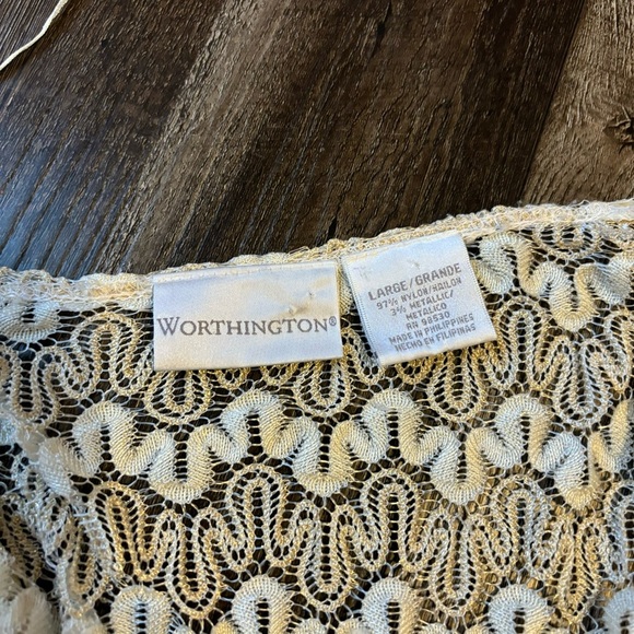 Elegant Lace Cardigan in Cream and White, size L - Picture 3 of 8